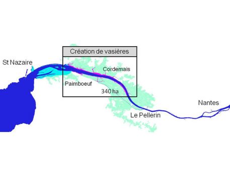 Localisation envisagée pour le scénario d'intervention dans l'estuaire de la Loire