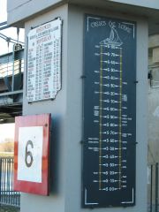 Plaque de crues au cours du XXème siècle et distance suivant la rive droite de la Loire (Les Ponts-de-Cé sont à 28,893 km de Montjean-sur-Loire)